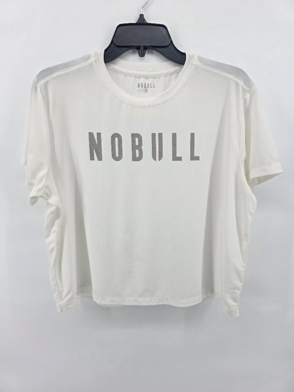 NOBULL Women's White Boxy Crop Tee Size L Logo Graphic